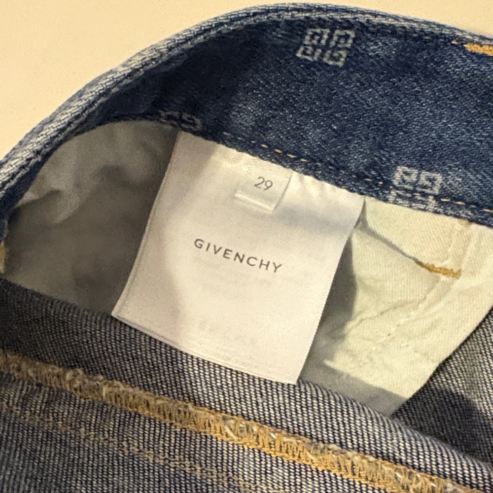Givenchy Dark Blue Logo-Pattern Straight Leg Jeans - image 5